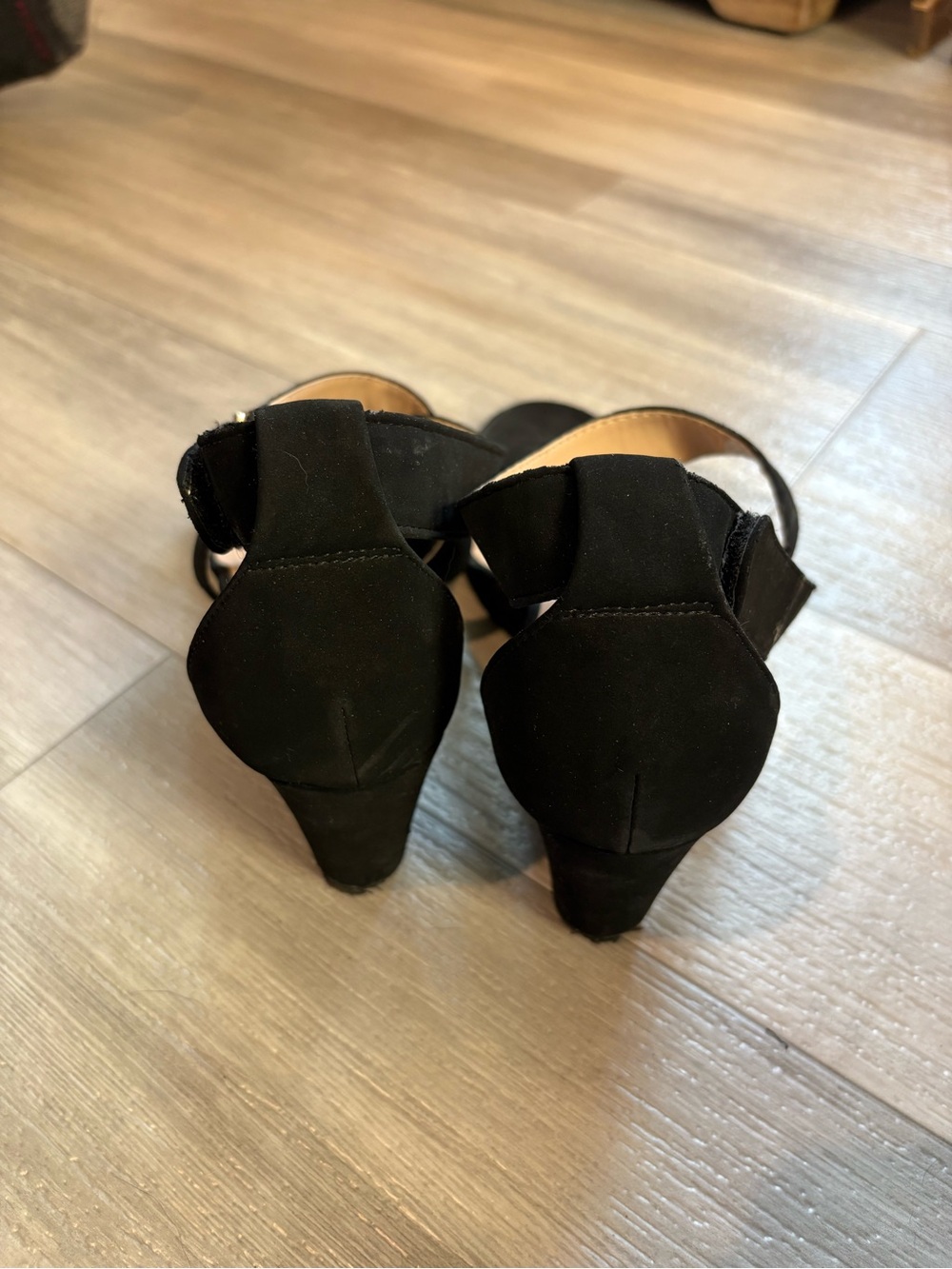 Dream Pairs Black Suede Wedge Sandals with Ankle Strap
